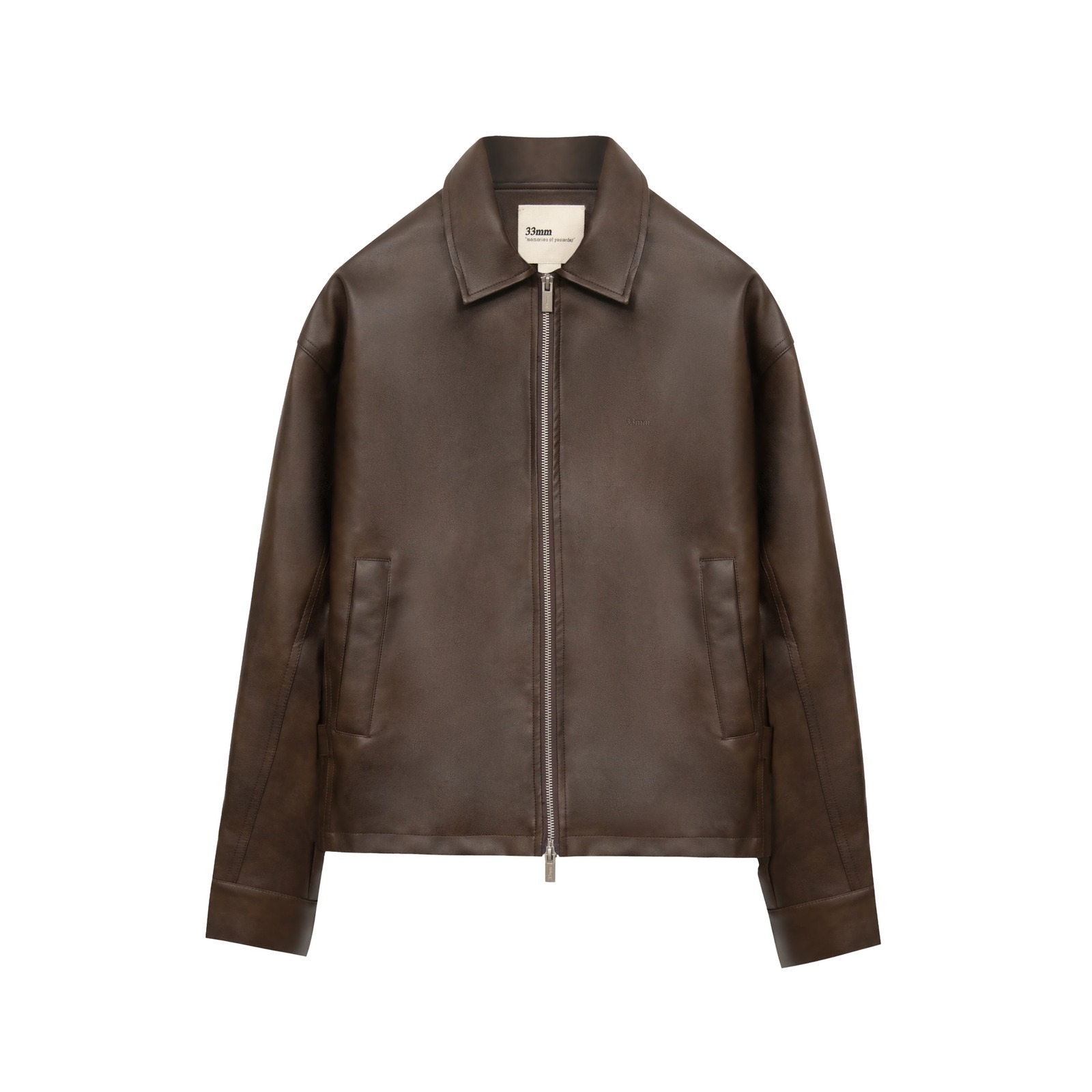 33mm Zayn Brown Faux Leather Zip Up Jacket Size Small New With Tags